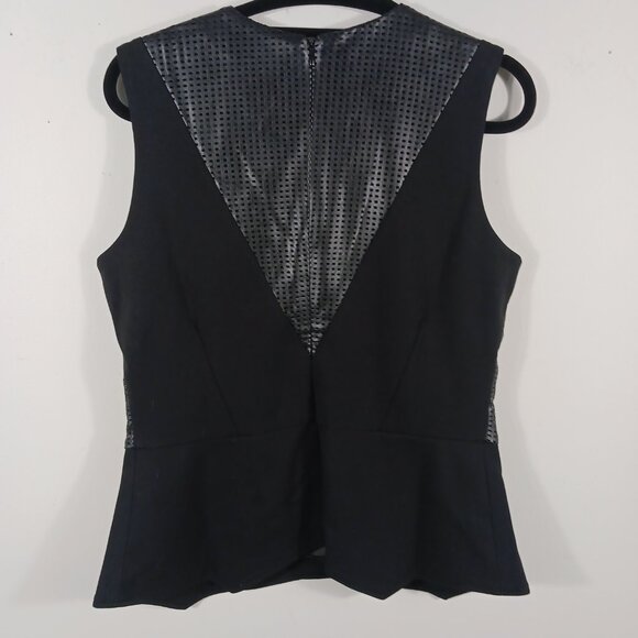 G.I.L.I.  Black Mixed Media Sleeveless Top, Faux Leather, Size 14 Chic Edgy Goth - Picture 9 of 12